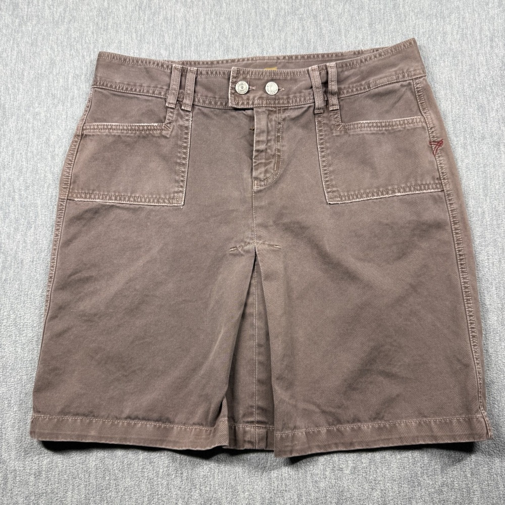 7 For All Mankind Skirt Women 32 Brown Denim Cargo Front Inverted Pleat Mini y2k